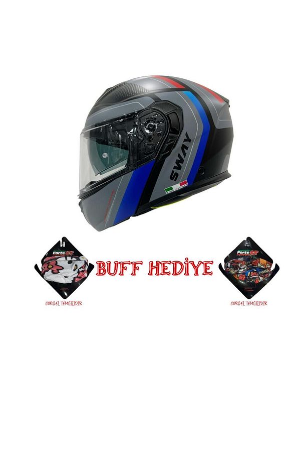 Sw 917 Çene Açılır Kask Kore Siyah Mavi - 1