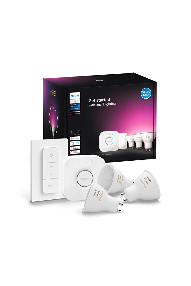 HueWCA 4.2W GU10 Renkli Spot Akıllı Ampul 3'lü Başlangıç Seti (Kumandalı) - 1