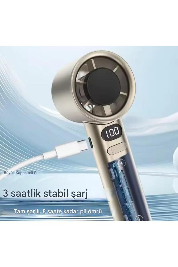 Hız ve Şarj Göstergeli, 120 Hız Ayarlı El Tipi Fan, Taşınabilir Mini Vantilatör, Şarjlı Soğutucu - 5