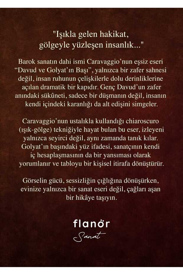 Caravaggio Davud ve Golyat’ın Başı / Barok Sanat Tablosu - 7