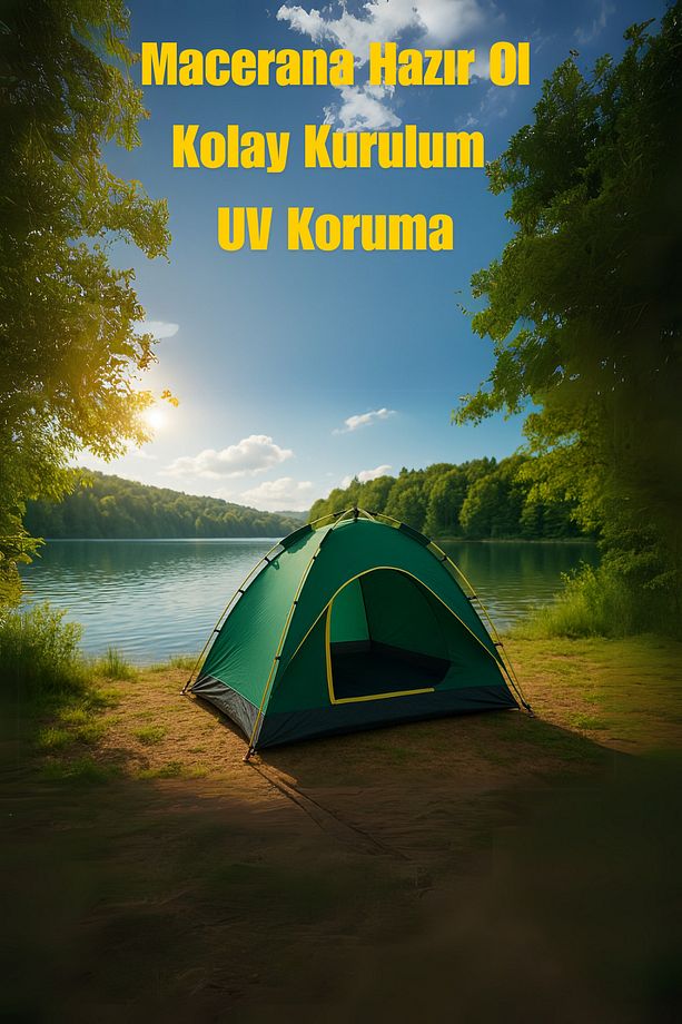 Hızlı Kurulan Otomatik Kamp Çadırı 2 Kişilik | Uv Koruma Kaliteli Meltblown Su Geçirmez Kumaş - 2