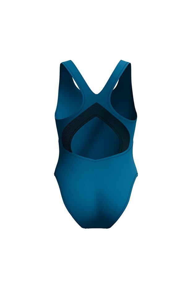 Solid Scoop Neck Mesh Kadın Yüzücü Mayosu - 7