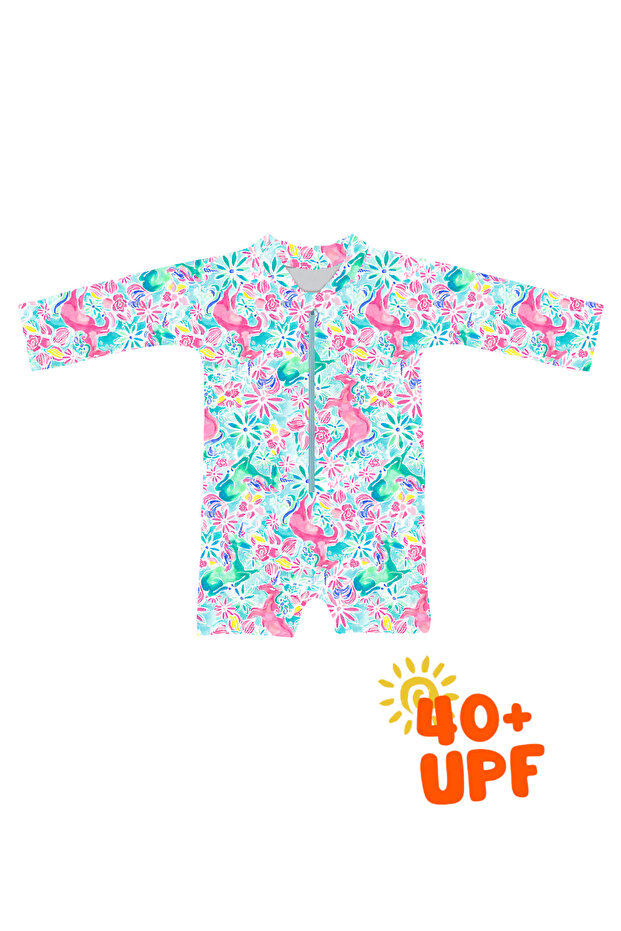 Unizee Romper Rashguard Upf 40 Protection Long Sleeve Baby Swimsuit