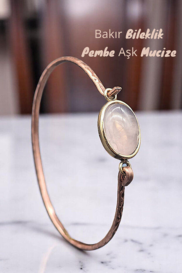 Copper (Pure Real) Pink Quartz Trend Elegant Bracelet (Evil Eye Protection) (Special Occasions, Gift)