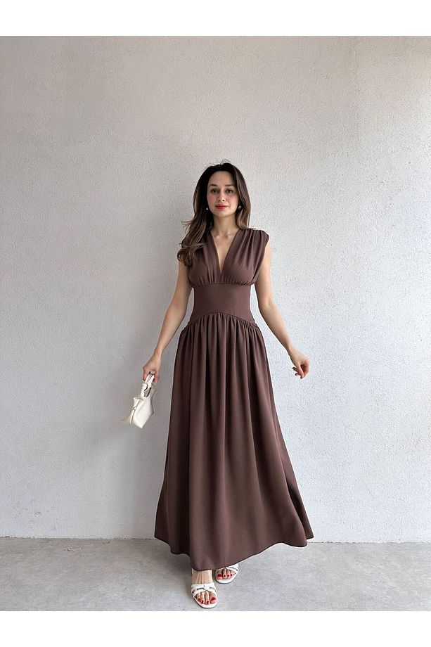 EGERTON Maxi Elbise 3845 - Acı Kahve - 2