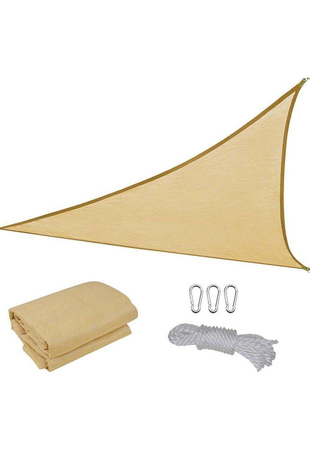 Sun awning/sunshade, triangular, 4x4x4 m, yellow
