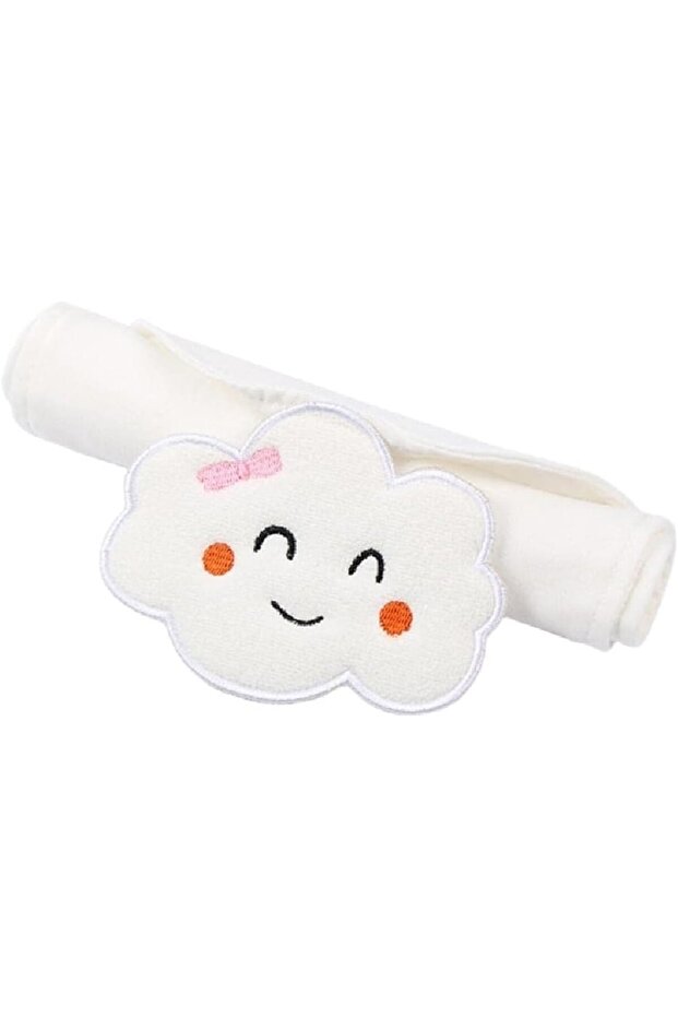 Absorbent Cotton Towel for Babies, Cloud Pattern, White - 1
