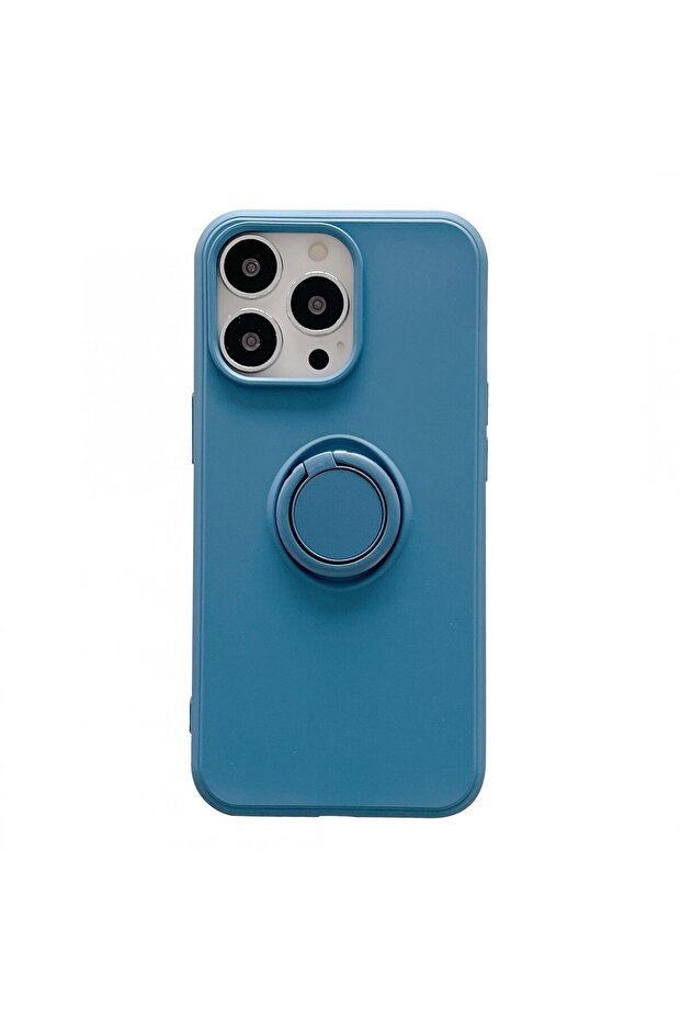 Protective case compatible with Apple iPhone 13 Pro Max Liquid Silicone Ring Blue - 1