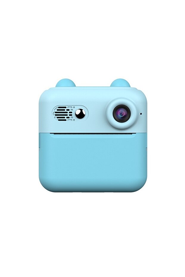 Kids Instant Camera with Print Function, USB-C & Bluetooth, App Print, Ears Model, Blue - 1