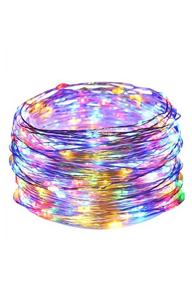 Christmas light string, 2 m, 20 LEDs, multicolor, 8‑function remote, USB, copper wire - 5