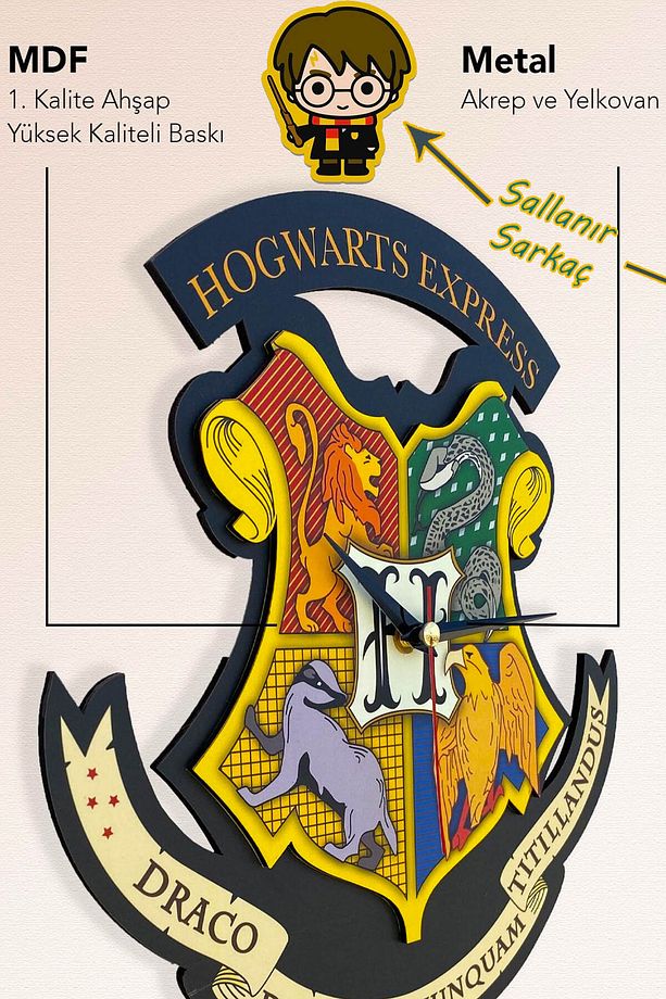 Harry Potter Sarkaçlı Hareketli Duvar Saati - 2