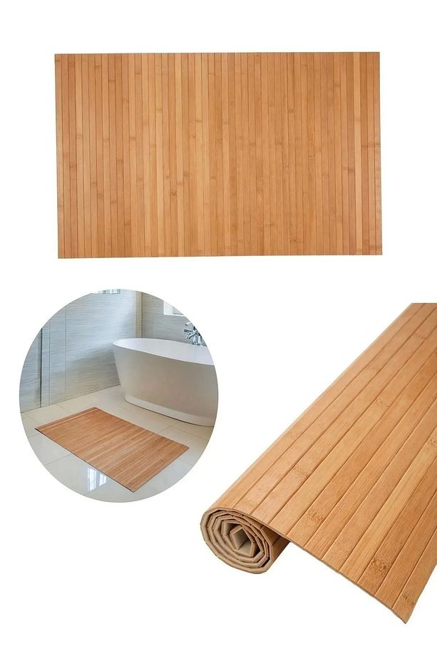 Naturel Bambu Kaydırmaz Banyo Matı Su Geçirmez Çamaşır Makinası Üstü Örtüsü Mutfak Bulaşık Matı - 7