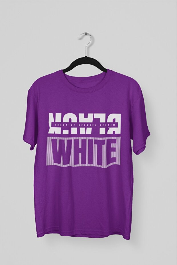Men/Women -Black White- Transfer Printed Round Neck Short Sleeve T-Shirt