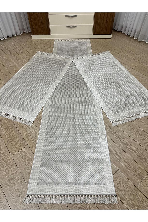 Yıkanabilir Halı Seti 3 'lü Yatak Odası Yolluk Takımı 2 Adet 80x150 1 Adet 80x300 Cm Halı Set - 2