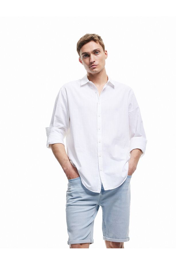 Kot Şort Slim Fit Cep Detaylı Pamuklu - 1