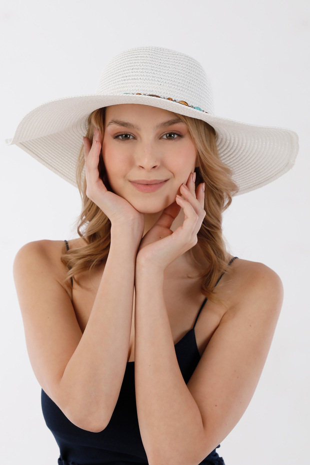 Beaded Straw Hat - 1