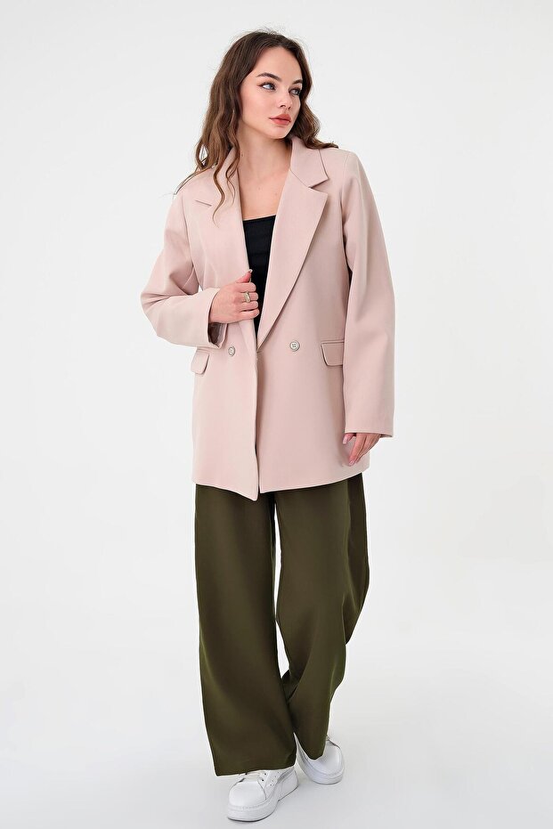 Stone Double Button Blazer Jacket - 5