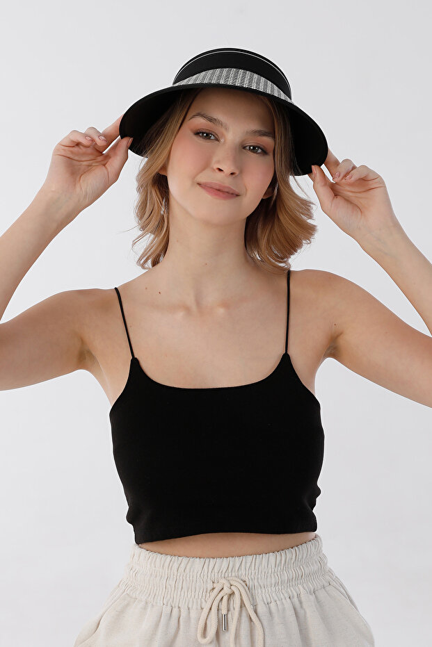 قبعة من القش قابلة للتعديل بنمط Houndstooth - 3