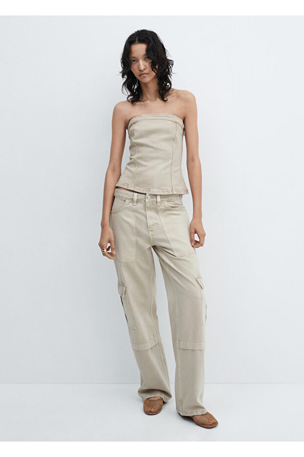 Straplez denim bluz - 3