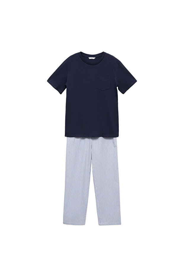 Boy's Navy Blue Pajama Set - 7
