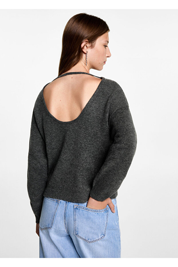 Grauer Mädchenpullover 77054782 - 8