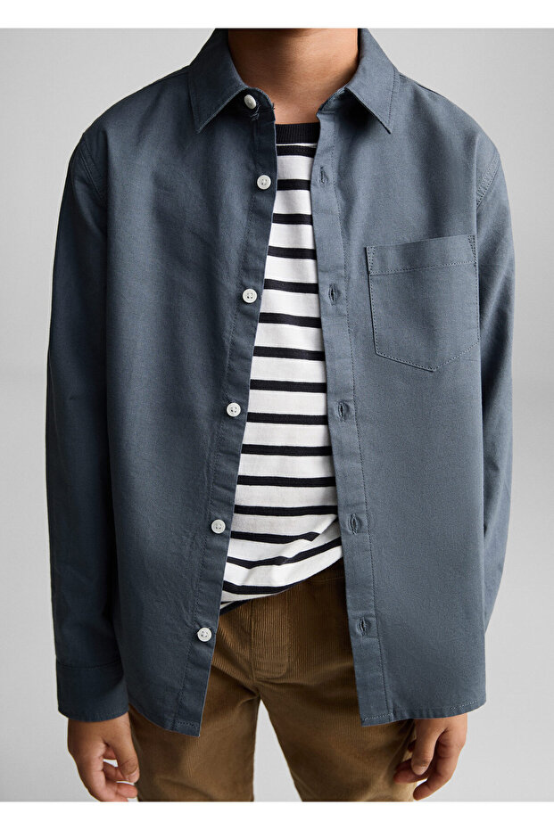 Erkek Çocuk Mavi Gömlek - 4