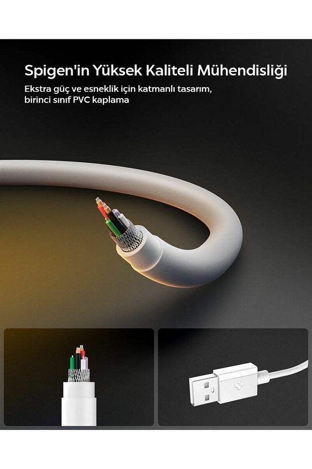 USB-A to USB-C 2 Metre Kablo 60W Güç/Hızlı Şarj/480 Mbps Data Aktarım Type-C White - ACA08716 - 4