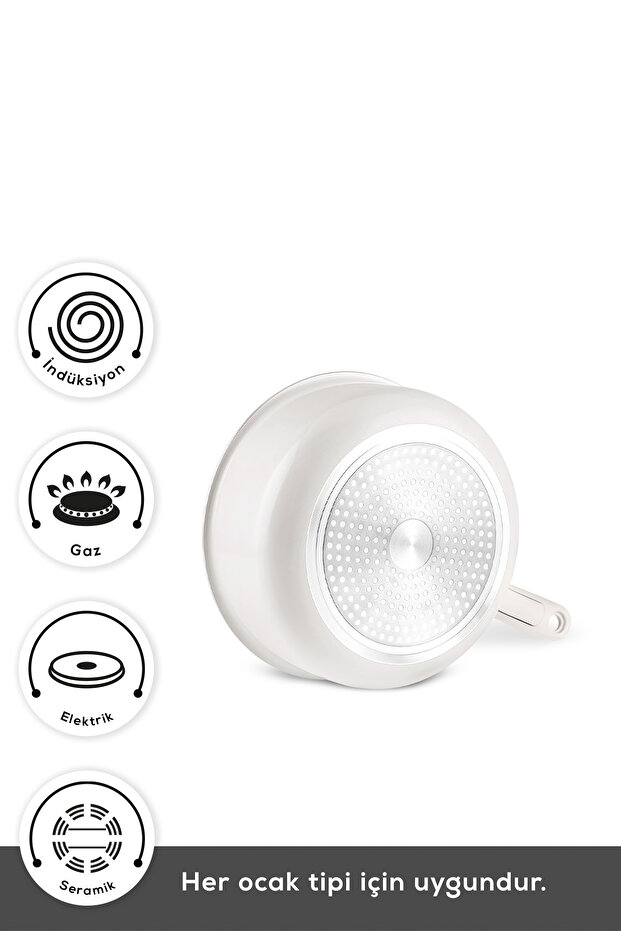 x Refika Swiss Crystal Almond Cream Easy Clip 7 Parça İndüksiyon Tabanlı Tencere / Tava Seti - 5