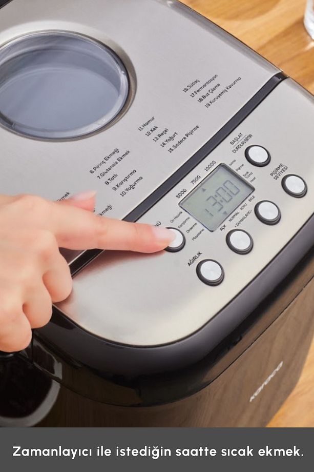 Bake Compact 19 in 1 Çok Fonksiyonlu Reçel, Yoğurt, Hamur Yoğurma ve Ekmek Yapma Makinesi Siyah - 4
