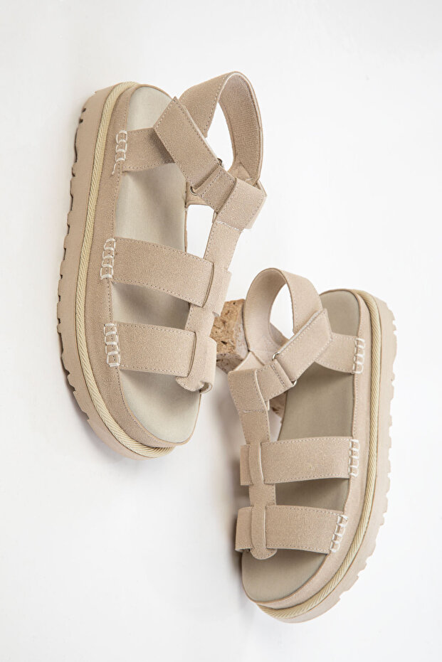 Beige Suede Women's Sandals 20614