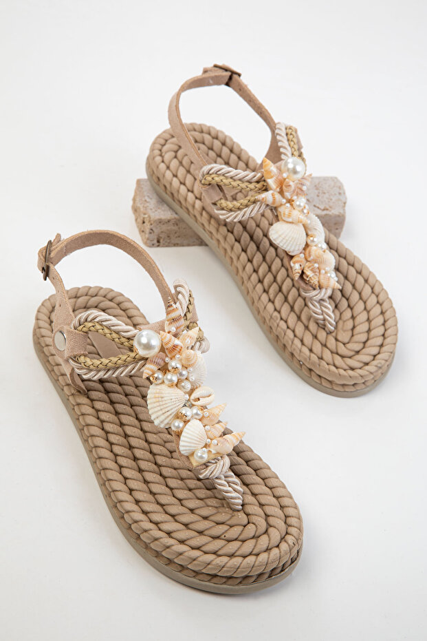 Beige Suede Women's Sandals 20617
