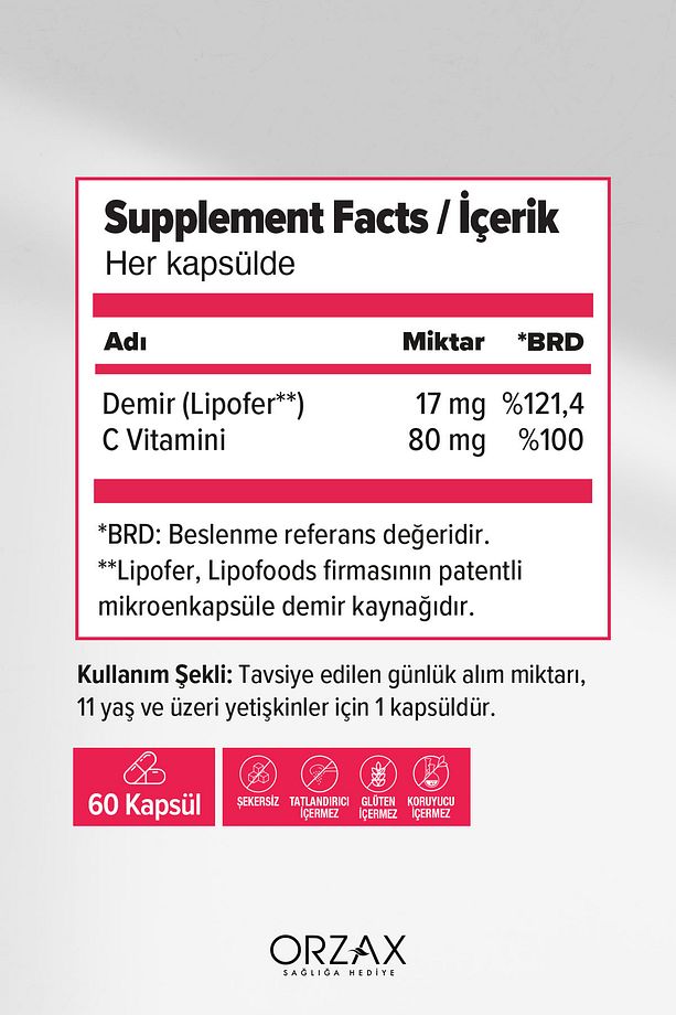 Ocean Microfer Demir ve C Vitamini 60 Kapsül - 2