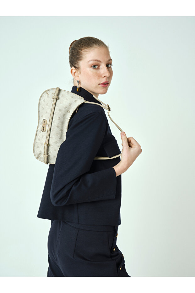 Beige Monogram Women's Shoulder Bag 05Po25Y2044