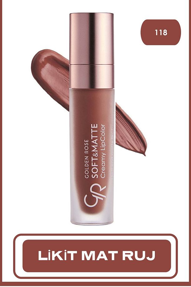 Soft&Matte Creamy Lipcolor 118 Jojoba ve Avokado Yağlı Yumuşak Mat Likit Ruj 5,5 ml - 1