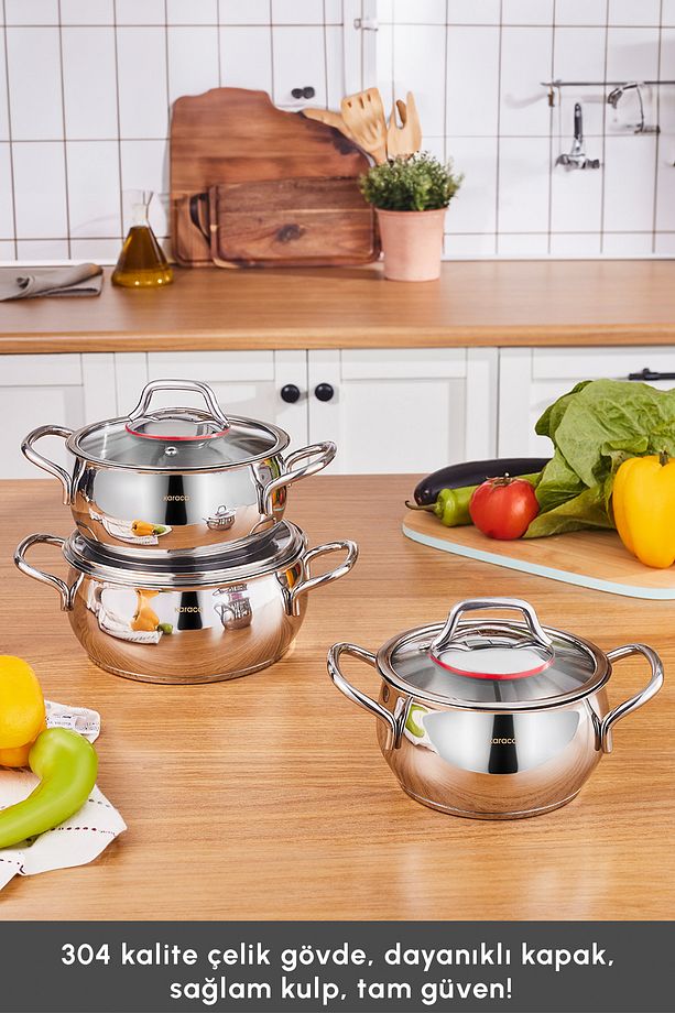 Emirgan İndüksiyon Tabanlı 6 Parça Çelik Midi Set - 3