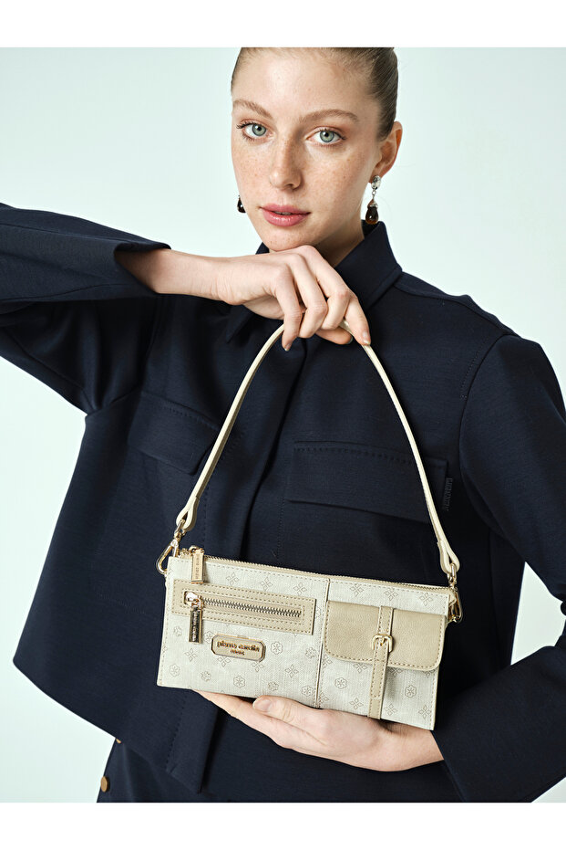 Beige Monogram Women's Shoulder Bag 05Po25Y2046