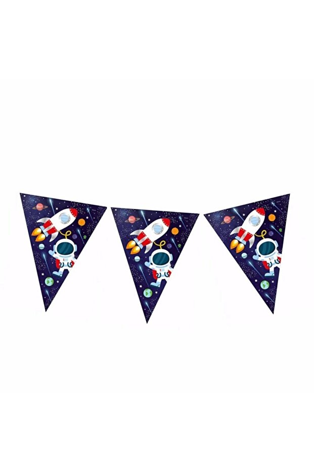 Space Themed Cosmic Galaxy Licensed Triangle Pennant Birthday Flag Navy Blue