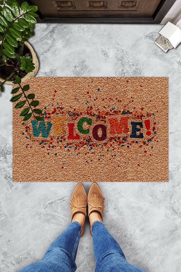 Welcome ! Parti Dekoratif Kapı Önü Paspası - 1