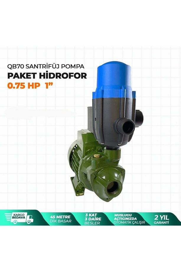 Qb70 Santrifüj Otomatik Pompa Paket Hidrofor 0,75 Hp 1" Eldiven + Kontrol Kalemi - 3