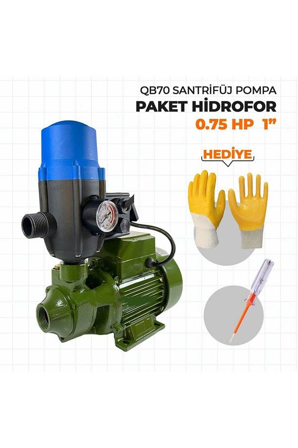 Qb70 Santrifüj Otomatik Pompa Paket Hidrofor 0,75 Hp 1" Eldiven + Kontrol Kalemi - 4