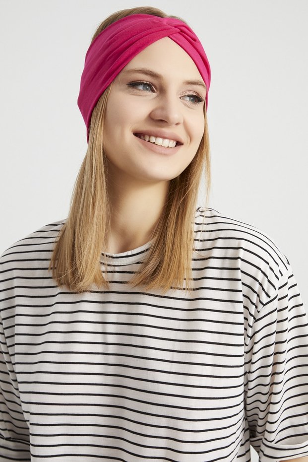 Attractive Fuchsia, Boutique Design Women's Bandana Headband, Extra Soft, Flexible, Natural, Combed Cotton