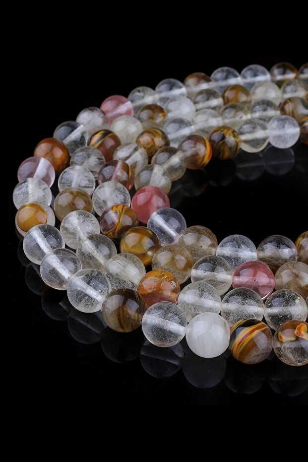 سلسلة حجر كوارتز وردي 10 ملم - Dizi0281 - 1