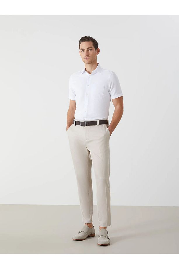 Regular Fit Kısa Kollu Armürlü Erkek Gömlek - 6