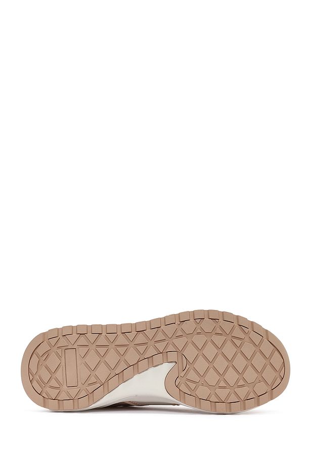 ACBC x DERİMOD Kadın Bej Kalın Tabanlı Bağcıklı Kumaş Sneaker 25SFD43566F - 4