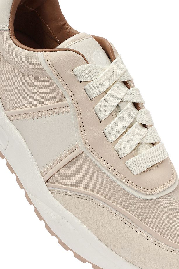 ACBC x DERİMOD Kadın Bej Kalın Tabanlı Bağcıklı Kumaş Sneaker 25SFD43566F - 8