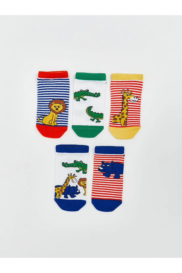 Patterned Boy Booties Socks 5 Pack - 1