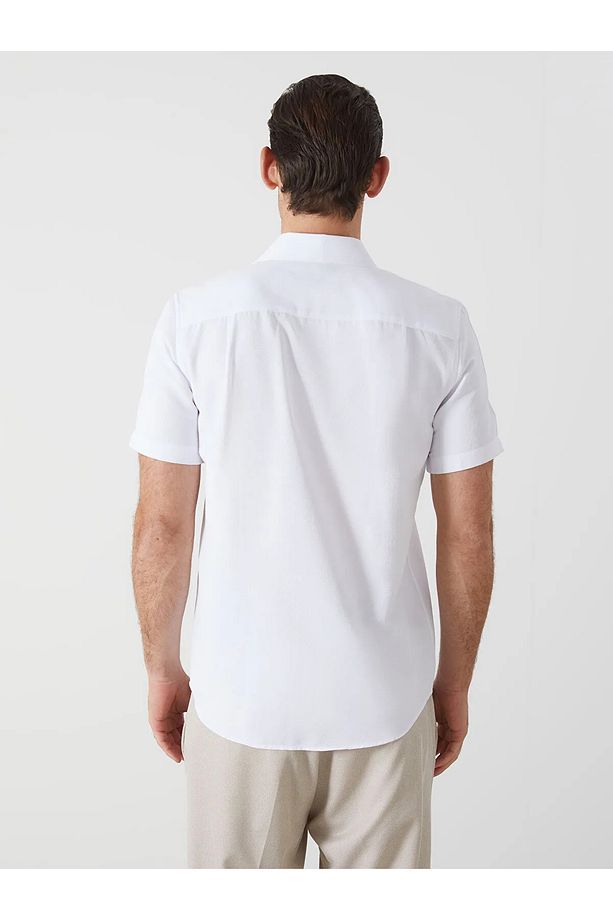 Regular Fit Kısa Kollu Armürlü Erkek Gömlek - 3