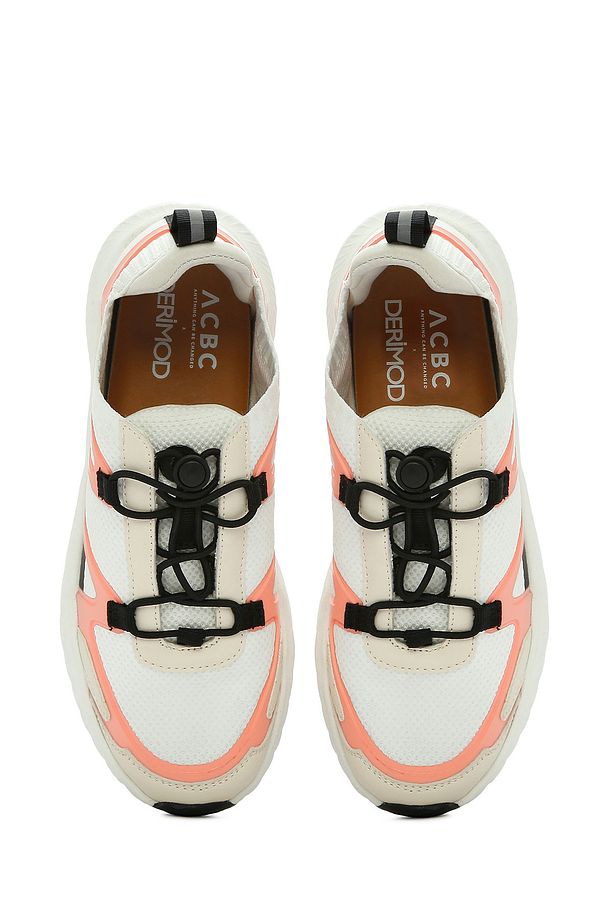 ACBC x DERİMOD Kadın Bej Bağcıklı Kalın Tabanlı Kumaş Sneaker 25SFD43556F - 7