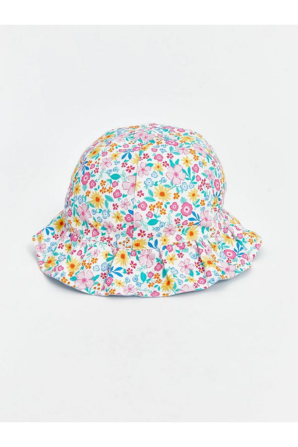 Çiçek Baskılı Kız Bebek Bucket Şapka - 6