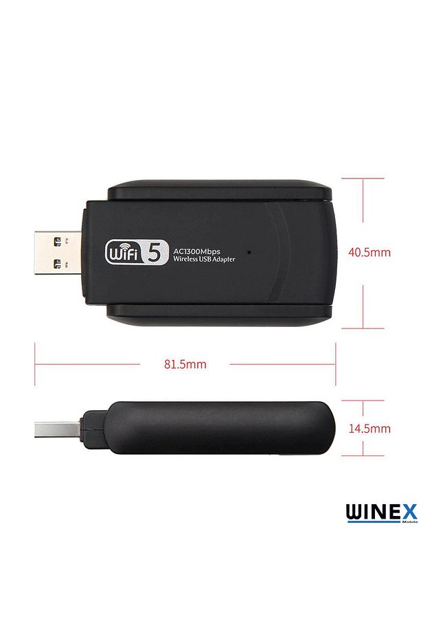 Winex Wifi5 Ac1300mbps 2.4g 5g Wifi Dongle Usb 3.0 Adaptör - 3